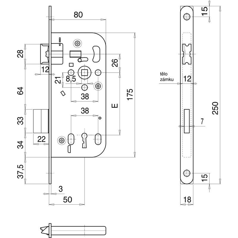 Vasalat ES-BB DM50 VZ SB1 Deadlock Galvanised Steel
