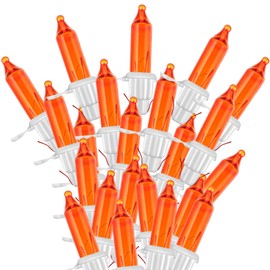 Mudder 100 Count Christmas Tree Lights Replacement Bulbs Mini Incandescent Christmas Lights 2.5v 0.425 Watt Warm Prelit Xmas Tree Decoration(White Base with Orange Bulb)