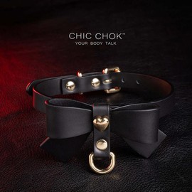 CHICCHOK [First Love] Fashion Cute and Lovely Style, Bow Tie Daily Wear Leather Necklace Choker - Color: Black, Size: 11.8 - 15.3 inches