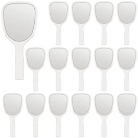 Varku 16 Pcs White Handheld Makeup Mirrors for Travel, Compact and Portable, Single-Sided Mirror, Good for Quick Touch-ups, Quality Plastic for Durability, Great for Girls Women
