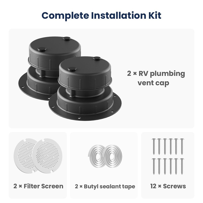2 Packs-Aluminum RV Roof Vent Cover- Roof Plumbing Sewer Replacement
