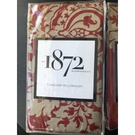 1872 Bloomingdale's HAYDN Standard Pillow Sham, MSRP $115.00 Red/Gold -NWP