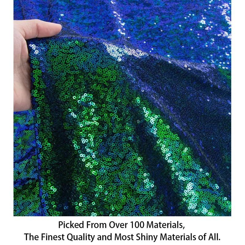 ShinyBeauty Ombre Peacock Mini Disk Sequin on Mesh Fabric Green