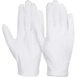 12 Pairs White Cotton Gloves Cloth Serving Gloves for Eczema Moisturizing Dry Hands Coin Jewelry Silver Archival Costume Inspection (White, One size)