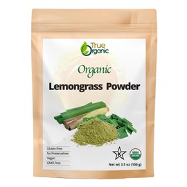 True Organic Lemon Grass Powder 3.5 oz, Certified Organic USDA Certified, Non-GMO, Pure Ceylon Premium Lemon Grass