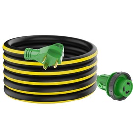 RVGUARD 30 Amp 25 Foot RV Power Extension Cord, Heavy Duty STW Cord with LED Power Indicator and Cord Organizer, 30 Amp Male Standard to 30 Amp Female Locking Connector, Black&Yellow, ETL Listed