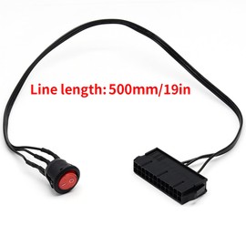 24 Pin ATX Power Jumper Cable,Red LED Power ON/Off Switch Jumper Bridge Cable 50cm
