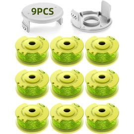 Pack of 11 Updated Model Replacement Grass Trimmer Spool Works with Ryobi One + 18 V 24 V 40 V Grass Trimmer, Diameter 2.0 mm and 3.4 m Length Thread Spool, Includes 9 Thread Spools and 2 Cap Caps