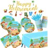 Tropical Retirement Party Decorations,142pcs Retirement Decorations Tableware Set Include Aloha