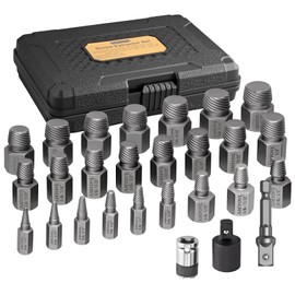 AMTOVL 27PCS Screw Extractor Set - with Adapter Hex Head Multi-Spline Easy Out Bolt Extractor Tool, 1/2" 3/8" Inch Drive Hex Head