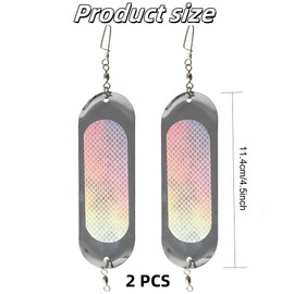HKYLRAT 2 Trolling Flashers, Diving Board Salmon Fishing Dodger 4.5In, Metal Flash Boards 23g, Fishing Lures with Lights for Freshwater Seawater