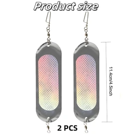 HKYLRAT 2 Trolling Flashers, Diving Board Salmon Fishing Dodger 4.5In, Metal Flash Boards 23g, Fishing Lures with Lights for Freshwater Seawater