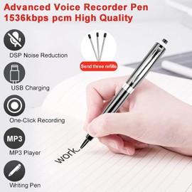 32GB Digital Voice Recorder Pen - Portable Recording Device with Playback, Voice Activated Recorder with Noise Reduction for Interviews/Meeting/Classes, Audio Recorder Transfer File to Computer