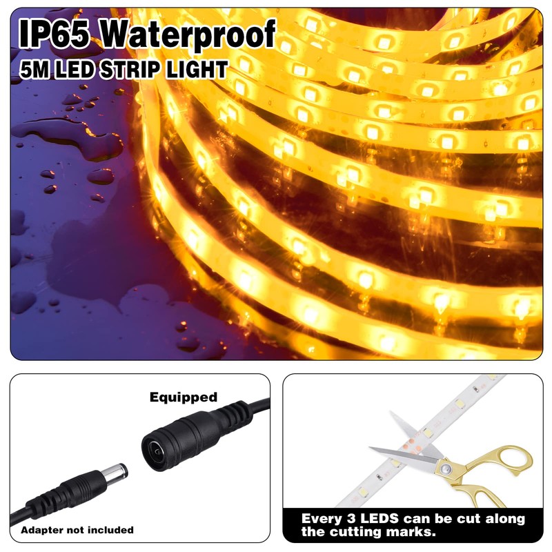 iNextStation Yellow LED Strip Light, 16ft/5M 2835 SMD 300 LEDs