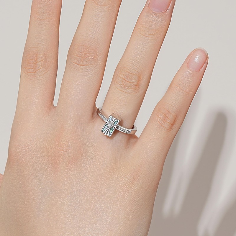 Cross Cremation Ring for Ashes - 925 Sterling Silver Opal