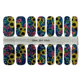 Glam Girl Nails Sunflower Sparkle Nail Polish Strips / Nail Wraps / Nail Stickers