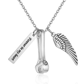 Wrench Urn Neklace For Ashes For Men Stainless Steel Cremation Jewelry Forever In My Heart Memorial Pendant For Dad Keepsake Gifts (1pcs)
