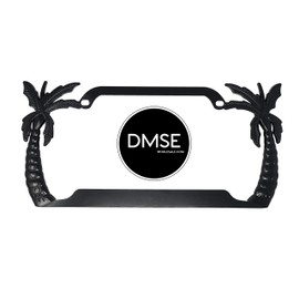 DMSE Palm Tree Beach Theme Universal Metal License Plate Frame Cool Decorative Design for Any Vehicle (Black)