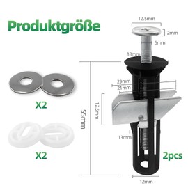 Toilet Seat Attachment Toilet Seat Screw Set - Toilet Seat Fixed Screw Compatible with 14-20 mm Holes, Toilet Seat Dowel Set for Most Toilet Lids (Pack of 2)