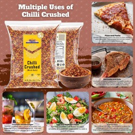 Rani Crushed Red Pepper Flakes Chilli (Pizza Type Cut) 80oz (5lbs) 2.27kg Bulk ~ All Natural, No Color added, Gluten Friendly | Vegan | NON-GMO | Kosher | No Salt or fillers