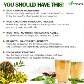 60 Tea Bags Relieves Constipation Natural Tea, Blend of Senna Leaves - Peppermint - Licorice - Fennel, 100% Natural Ingrendients, Hand-made Herbal Tea, No Sugar, No Caffeine, No Gluten, Vegan.