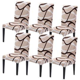 HZDHCLH Chair Covers Slipcovers 4/6 PCs Stretch Removable Washable Short Dining Chair Protector Cover Seat for Hotel,Dining Room,Ceremony(Khaki/Coffee, 6 PCS)