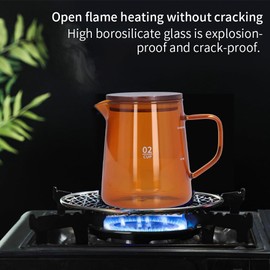 500ml Coffee Pot, Heat Resistant Borosilicate Glass Coffee Server, Glass Tea Pot with Wooden Lid Household Tea Kettle for Home Office (brown)