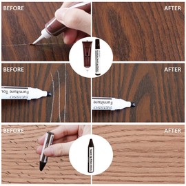 DEWEL Wood Furniture Repair Kit, Upgrade Wood Filler, Furniture Touch Up Markers with Wax Sticks, 42 Pcs Floor Touch Up kit for Scratches, Cracks, Hole, Laminate, Table, Bedposts