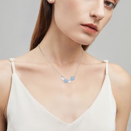 Bbutterfly Gifts for Women 925 Sterling Silver Butterfly Necklace Butterfly Pendant Love Heart Pendant Necklace Butterfly Jewellery Gift for Girls Birthday Engagement