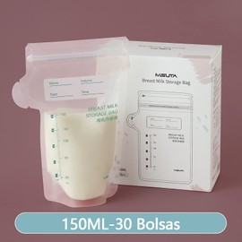 VIRIDIANA 30 Bolsas para Leche Materna, bolsas lactancia para leche on doble cierre de cremallera, a prueba de fugas y fresco, gran área de escritura, 150ml/5oz, 30 unidades
