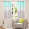 jejeloiu Teal Blue Darkening Drapes Kids Ombre Grey Strip Lines