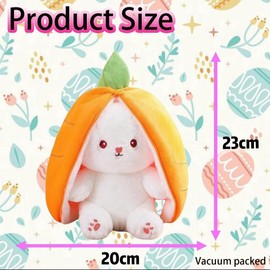 Irunfast 23CM Bunny Plush Toy,Soft Carrot Bunny Stuffed Animal Toy,Reversible Bunny Carrot Plushie Toy with Zipper,Easter Bunny Teddy Toyfor Festive Decoration for Kids