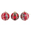 Set of 12 Christmas Baubles - Red Tartan with Cream