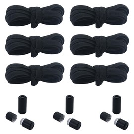 EASYKEENECOM 3 Pairs of Elastic Shoelaces Black with Quick Release - Quick Lacing System for Unique Comfort and Strong Hold - with Metal Capsules without Tying, black