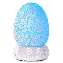 Turtle Smart Clock with Bluetooth Speaker & Mood Light 2 Alarm Settings + 20 White Noise Songs + 11 Color LED Egg Lamp Touch Control & Dimmable for Bedroom, Nursery, Home Office (Ocean)