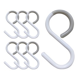 JUSTBOKU S-Shaped Hooks, Won't Fall Off, Rust Prevention, S-Shaped Hook, S Hook, S Hook, For Bathroom and Kitchen, Fixed, 3.5 inches (9 cm), White, Large, Set of 6