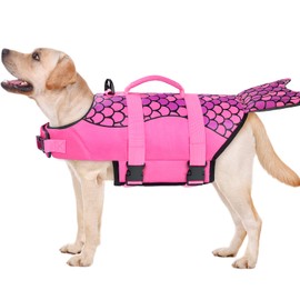 Malier Dog Life Jacket, Ripstop Dog Life Vest Adjustable Dog Life Preserver with Strong Buoyancy and Durable Rescue Handle Puppy Life Jacket for Small Medium Large Dogs Swimming Boating (Medium)