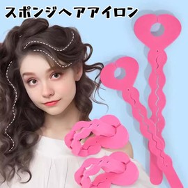 PAVIKE Sponge Curler (Set of 6) Soft Hair Curler, Hand Winding Curler, Harmless to Hair, Soft, Sponge Curler, Curling Tool, Easy to Use, Girls, Pink