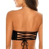 RELLECIGA Women's Black Bathing Suit Adjustable Back Lace-up Bandeau Bikini