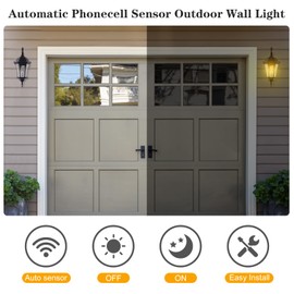GOALPLUS Dusk to Dawn Wall Light for Porch, Black Exterior Door Wall Lantern with Photocell Sensor, Large Outside Wall Sconce with Clear Seeded Glass