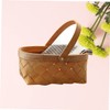 BUGUUYO Small Bin Wooden Handle Rattan Organizer Storage Containers for