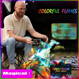 Navona 12Pack Fire Color Changing Packets，Magic Color Fire Packets for Outdoor Campfires, Fire Pits, Fireplaces, Long-Lasting Colorful Flames, Safe Camping Essentials