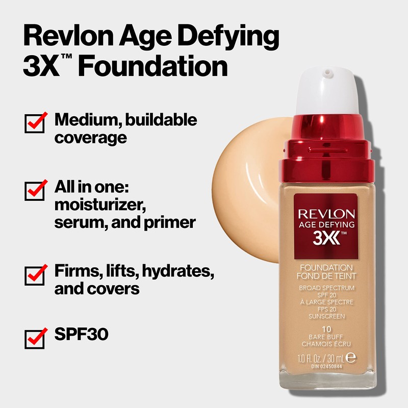Revlon Age Defying 3X Makeup Foundation, Firming, Lifting and Anti-Aging