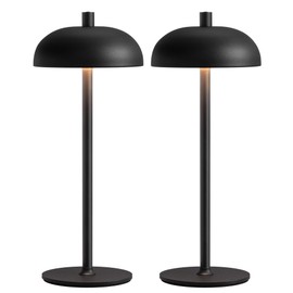 NEWSEE Cordless LED Table Lamp Set of 2, Modern Portable Desk Lamp, 3 Color Stepless Dimming Built-in Rechargeable Battery Lights, for Bedroom, Patio, Outdoor, Restaurant, Bedside Night Lamp(Black)