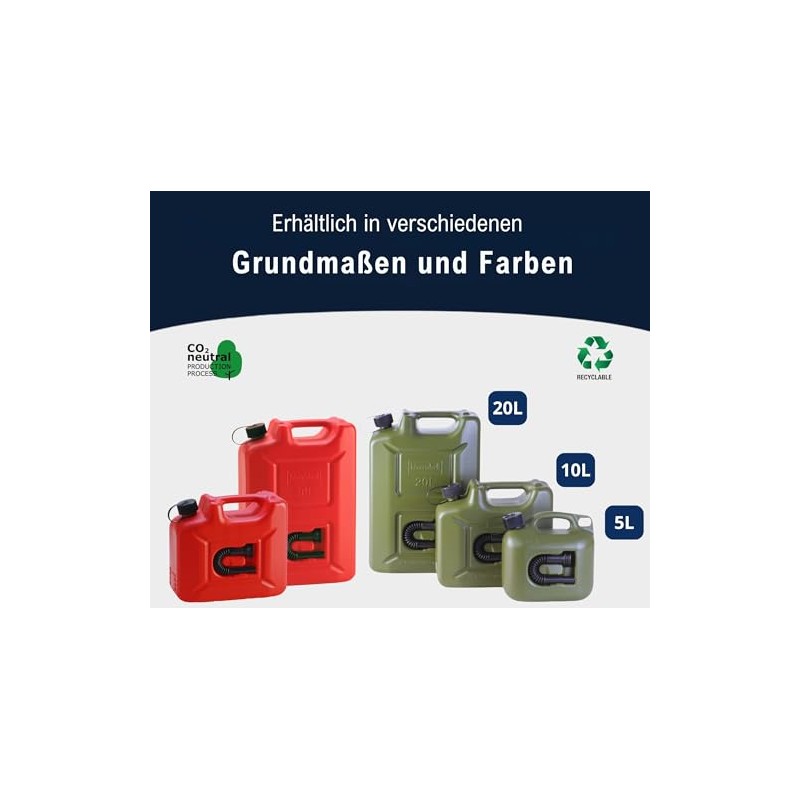 HUNERSDORFF 801000 Fuel Can Profi 10L OLIVE Poly Tank Water