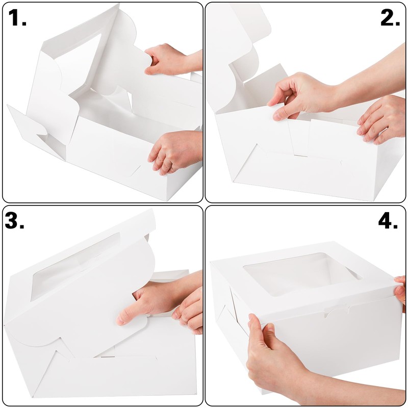 AVLA 20 Pack Cake Boxes with Window, 10 Inch Bakery