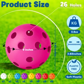 Coopay 50 Pack Baseball Practice Balls Plastic Training Balls Lightweight Hollow Softballs with a Drawstring Bag for Hitting, Baseball Training Indoor Outdoor Use (8 Colors)