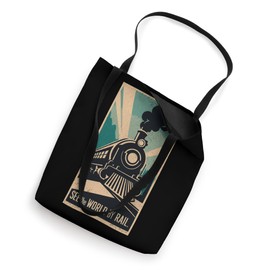 Vintage Travel Poster See the World by Rail Retro Railway Tote Bag