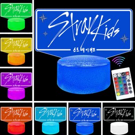 QUAALN 3D Night Light, Kpop SKZ Gifts Light with Remote Control and Smart Touch, 16-Color Changing, Stuff for Girls Room Decor Lamp Birthday Christmas Gifts
