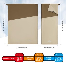 Naturehike Plain 01 Sleeping Bag, Blanket Sleeping Bag for Adults and Children, Ultralight Colour Block Design, Waterproof Camping Summer Sleeping Bag (Dark Brown/Light Brown, XL)